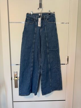 The Line by K Dark Blue High-Rise Wide-Leg Jeans